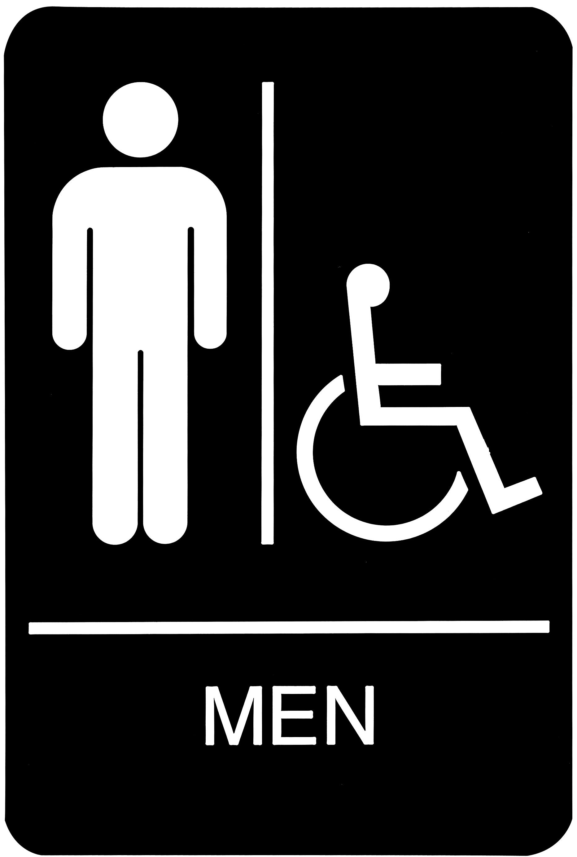 HeadLine Sign, ADA Restroom Sign, MEN Accessible, 6" x 9", Black / White