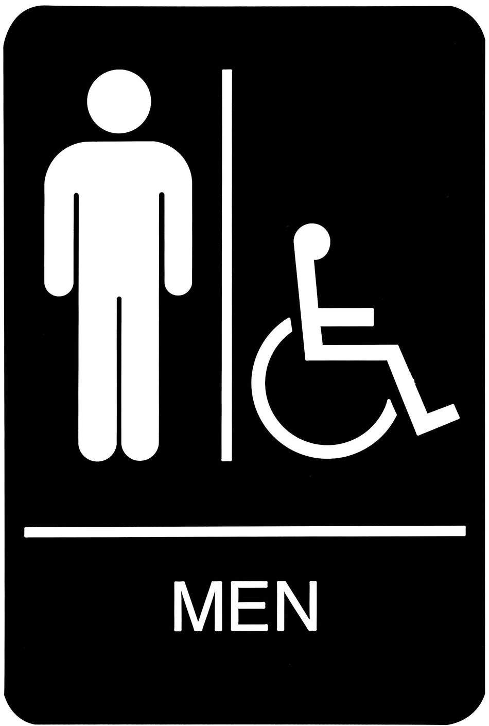 HeadLine Sign, ADA Restroom Sign, MEN Accessible, 6" x 9", Black / White