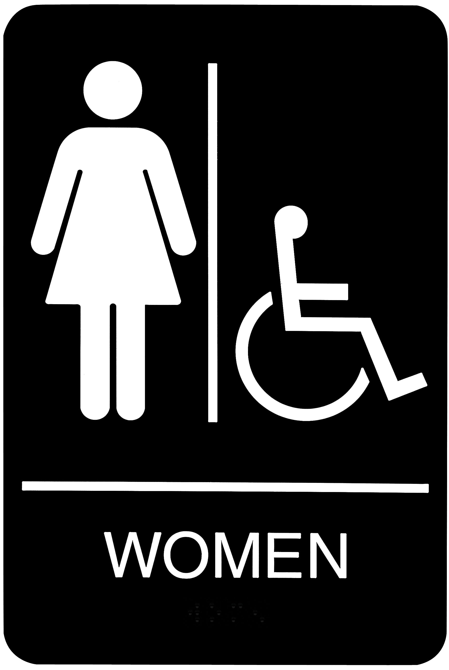 HeadLine Sign, ADA Restroom Sign, WOMEN Handicap Accessible, 6