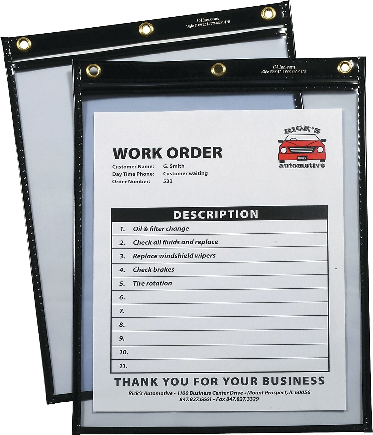 Heavy-Duty Super Heavyweight Plus Shop Ticket Holders, 12" x 9", Black, 15/Bx