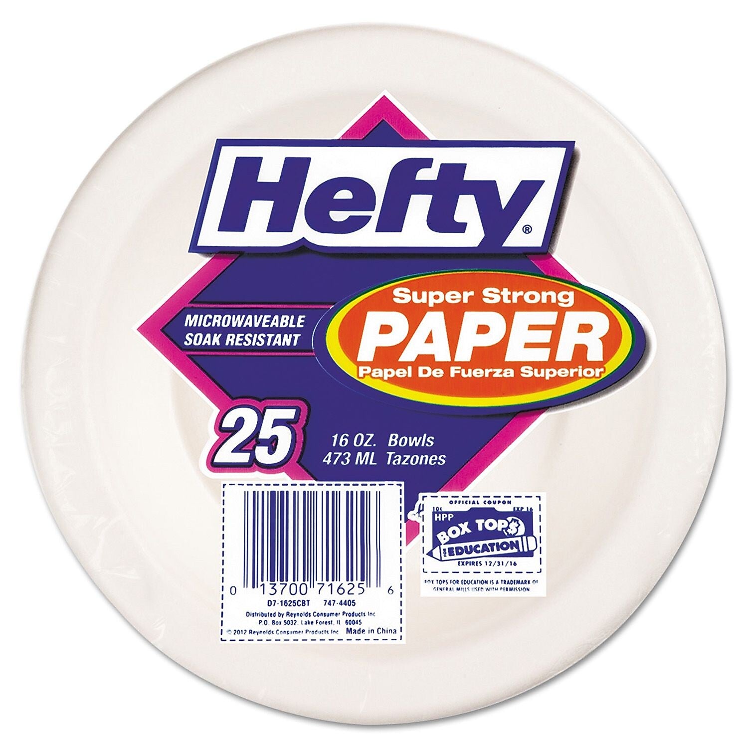 Hefty® 16 oz. Round Super Strong Paper Dinnerware-Bowl, White, 25/Pack