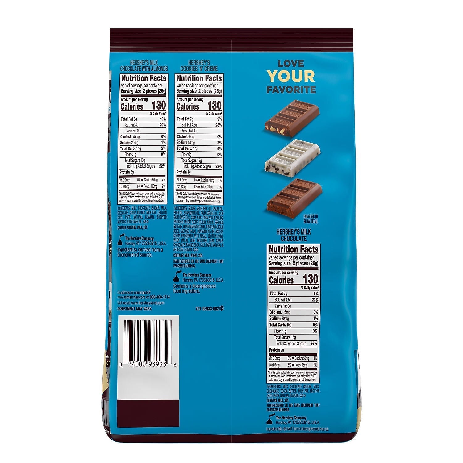 HERSHEY'S Assorted Milk Chocolate and White Creme Candy Party Pack, 31.5 oz