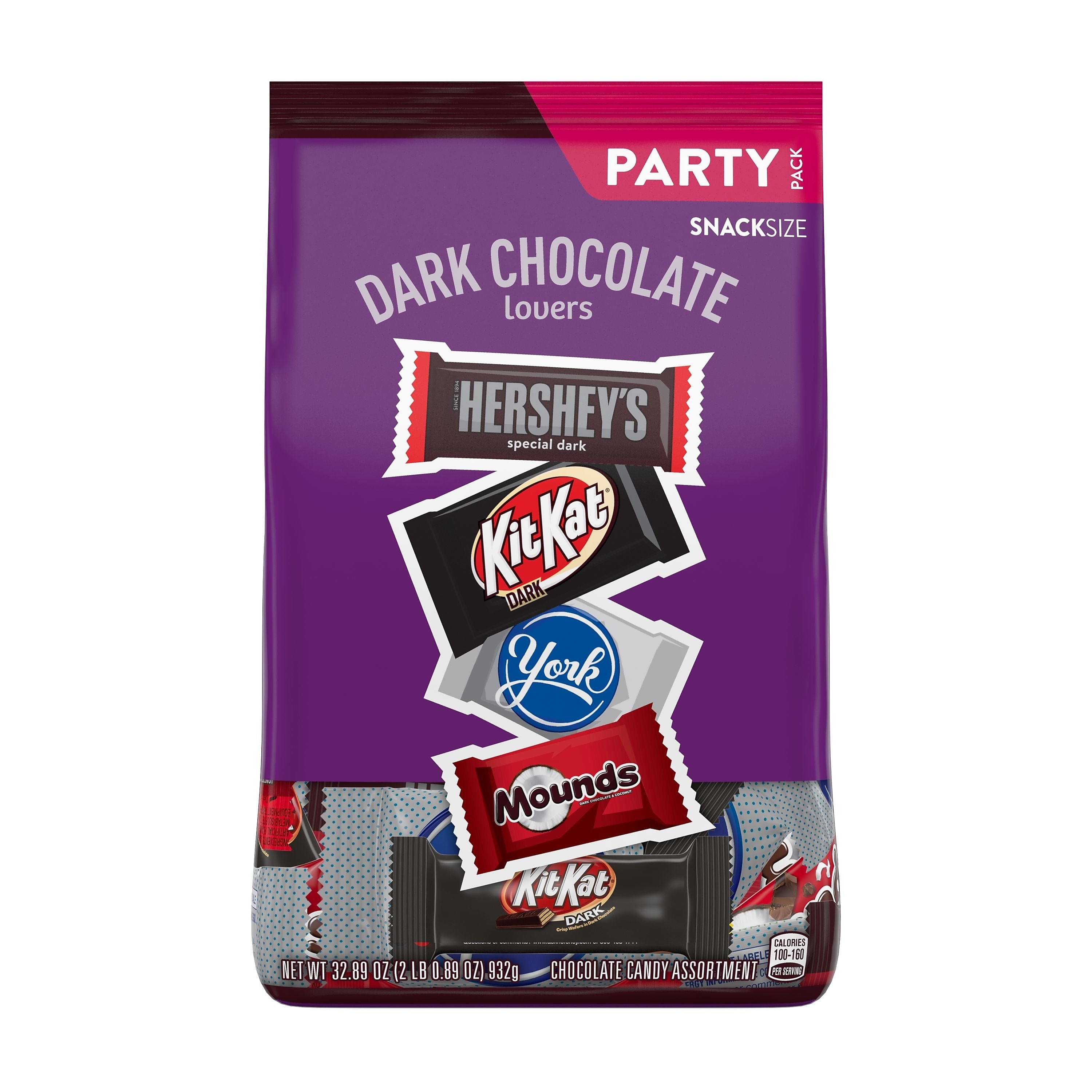 Hershey's Dark Chocolate Lovers Snack Size Variety Candy Bars, 32.89 oz.