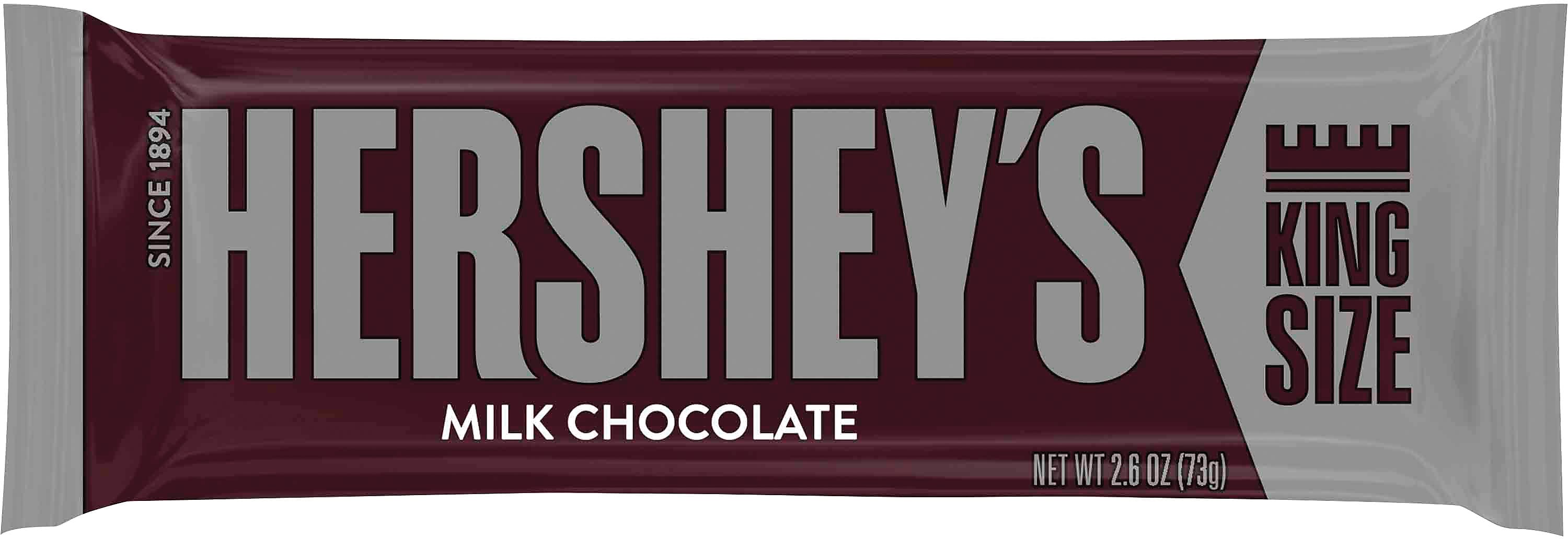 Hershey's King Size Milk Chocolate Candy Bar, 2.6 oz., 18/Box