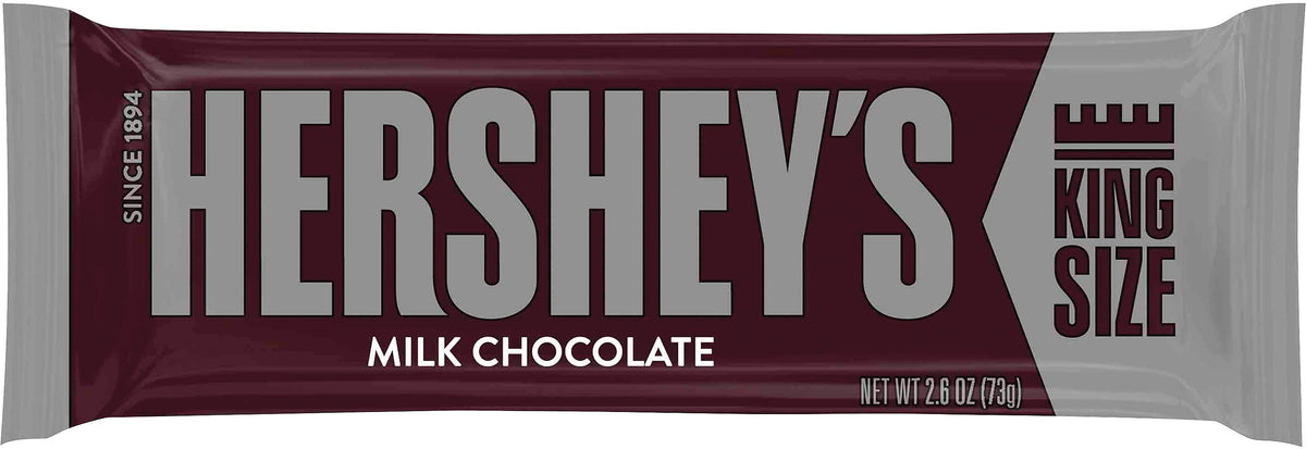 Hershey's King Size Milk Chocolate Candy Bar, 2.6 oz., 18/Box