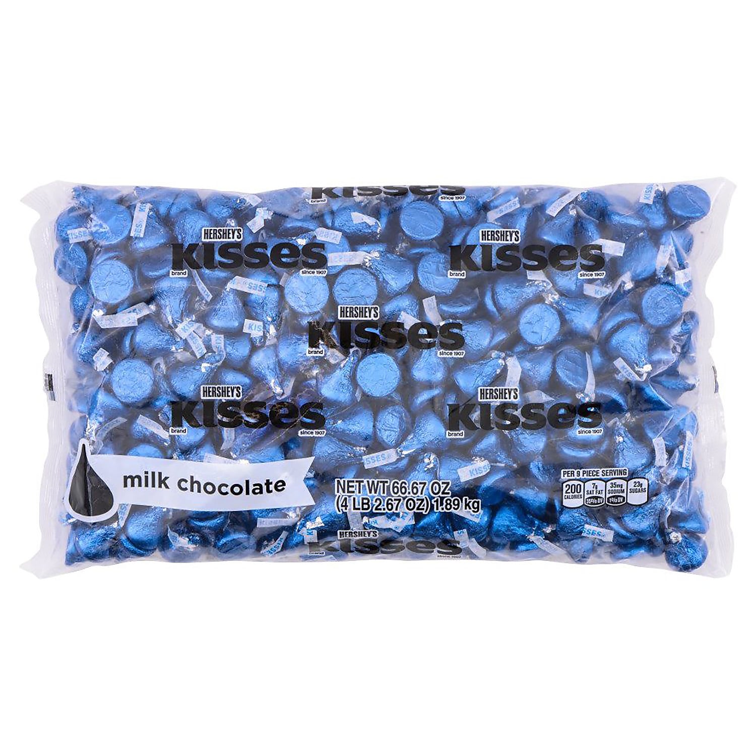 HERSHEY'S KISSES Dark Blue Foil Milk Chocolate Pieces, 66.7 oz., 400/Bag