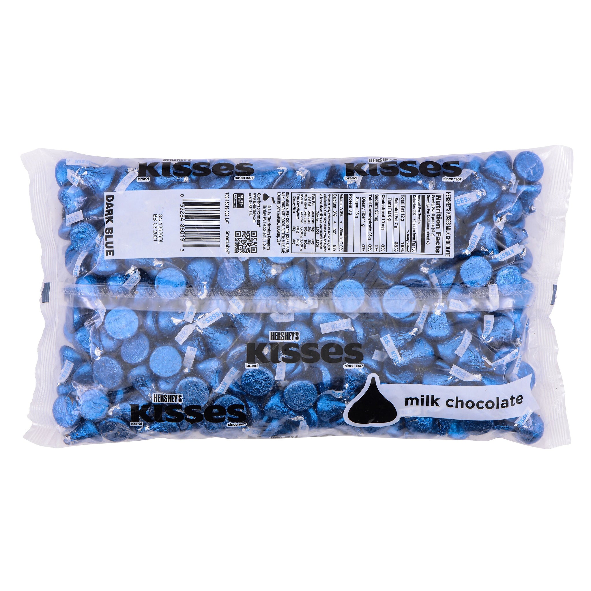 HERSHEY'S KISSES Dark Blue Foil Milk Chocolate Pieces, 66.7 oz., 400/Bag