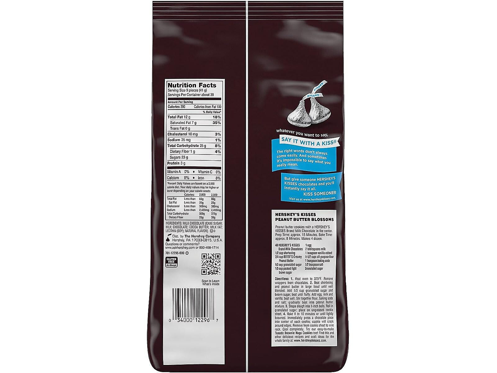 HERSHEY'S KISSES Milk Chocolate Pieces, 56 oz., 330/Bag