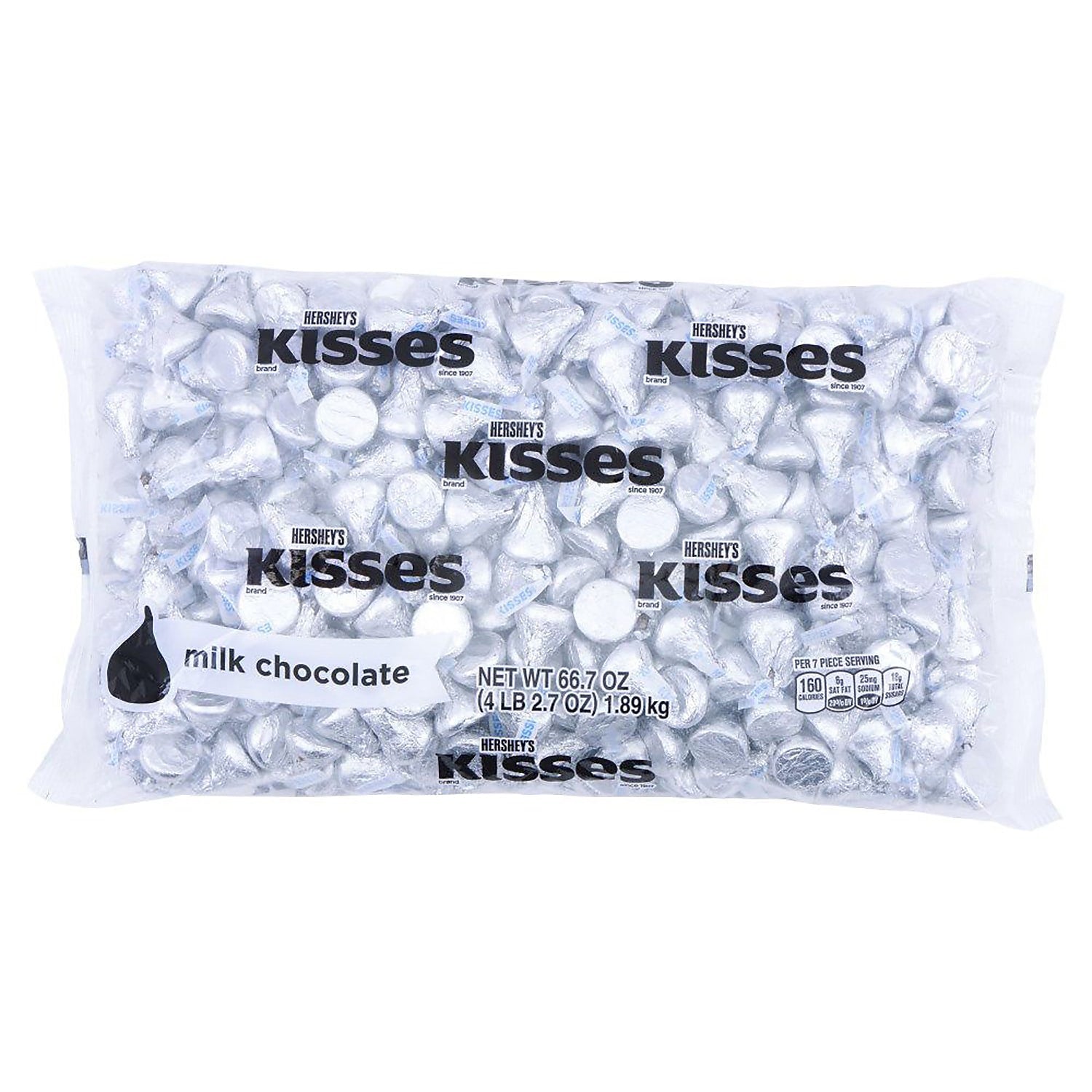 HERSHEY'S KISSES Silver Foil Milk Chocolate Pieces, 66.7 oz., 400/Bag