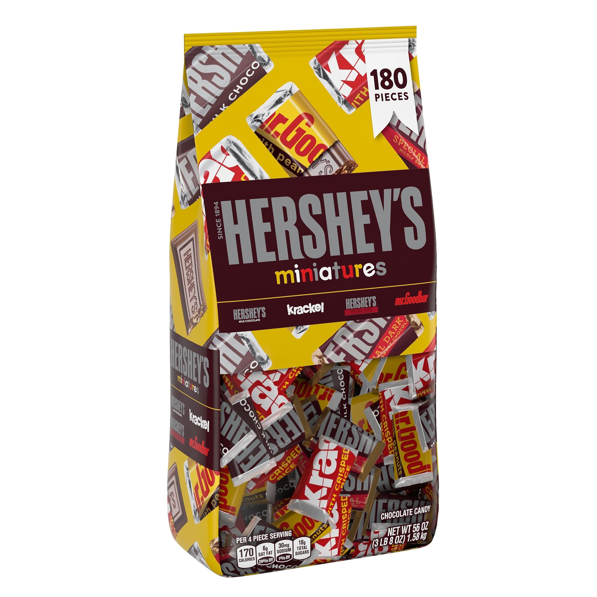 Hershey's Miniatures Variety Milk Chocolate Candy Bar, 56 oz., 180/Bag