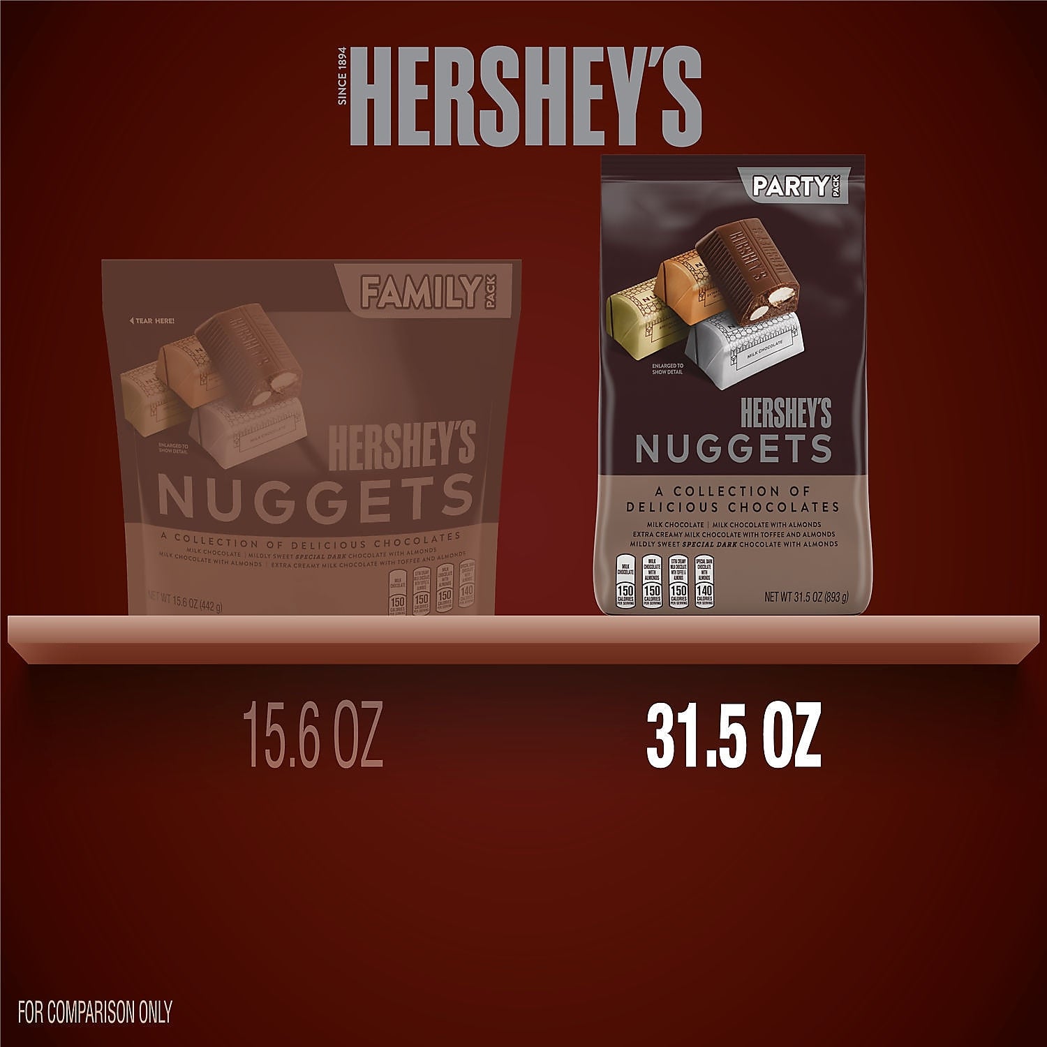 HERSHEY'S NUGGETS Assorted Chocolate Candy Party Pack, 31.5 oz