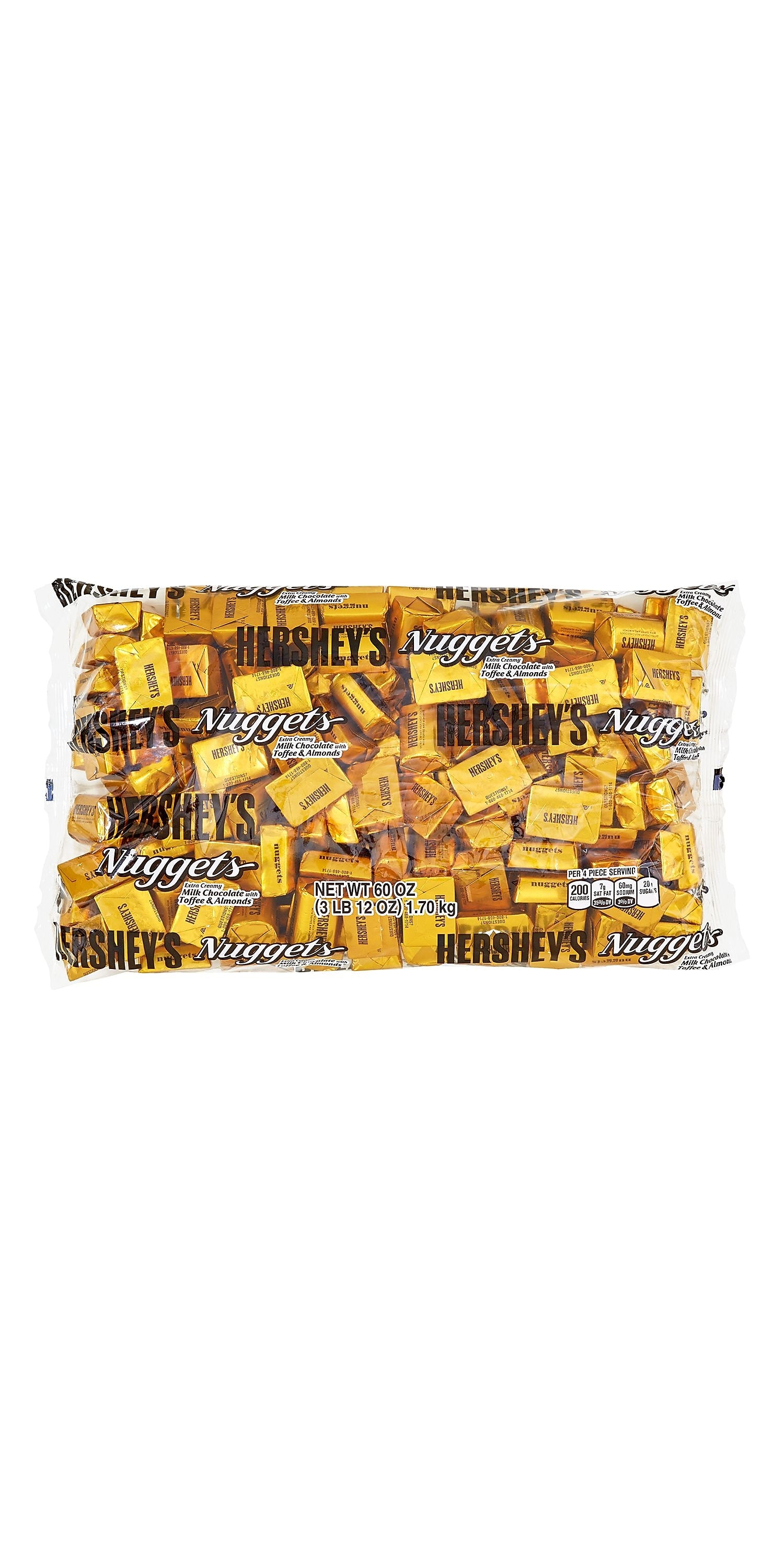 Hershey's Nuggets Extra Creamy Milk Chocolate Candy Bar with Toffee and Almonds, 60 oz.