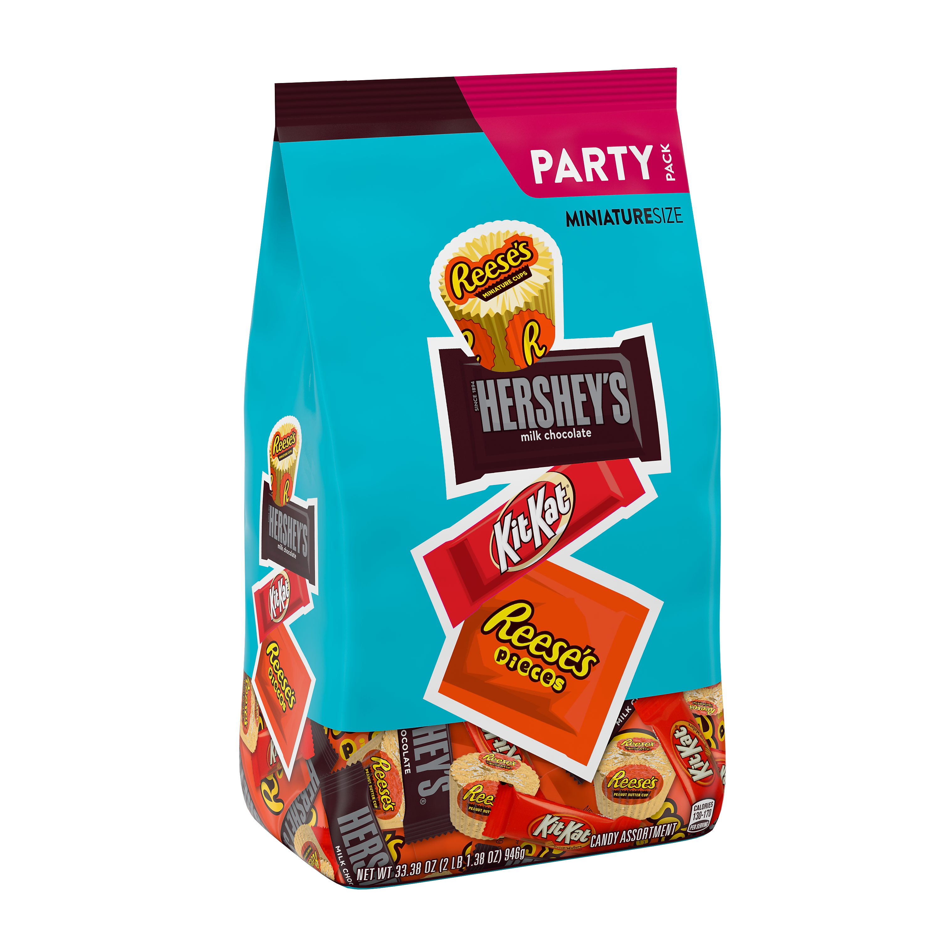 Hershey's Party Pack Miniatures Reese's, Hershey's, KitKAt & Reese's Pieces Milk Chocolate Variety, 33.38 oz.