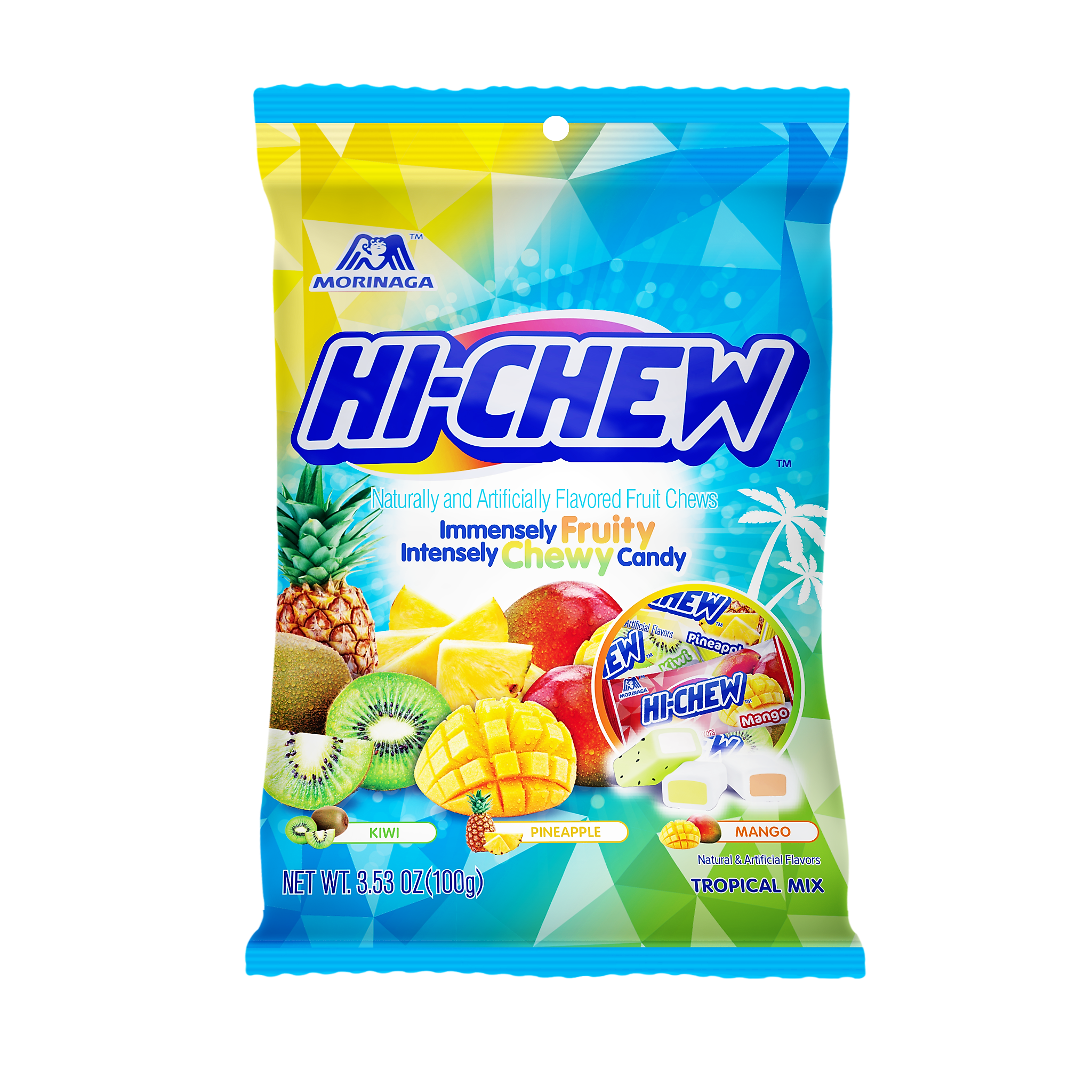 Hi-Chew Tropical Mix Chews, 3.53 oz, 6/Carton