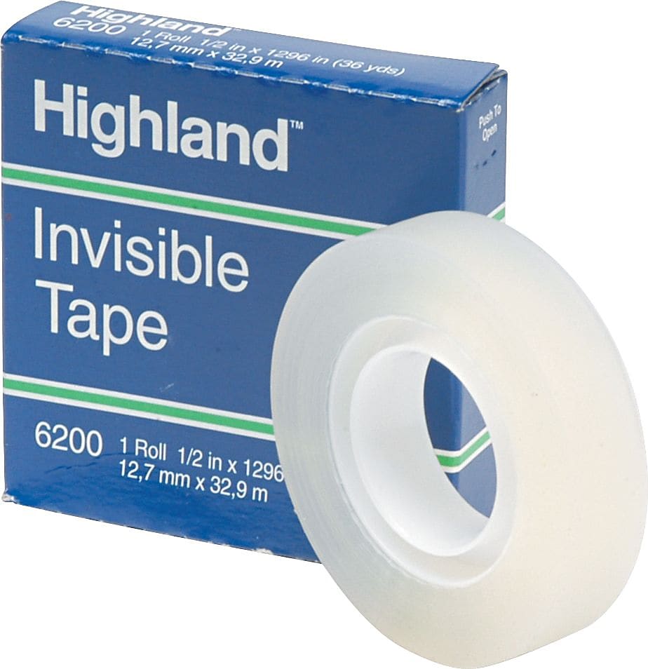 Highland Invisible Tape, 1/2" x 36 yds., 1 Roll