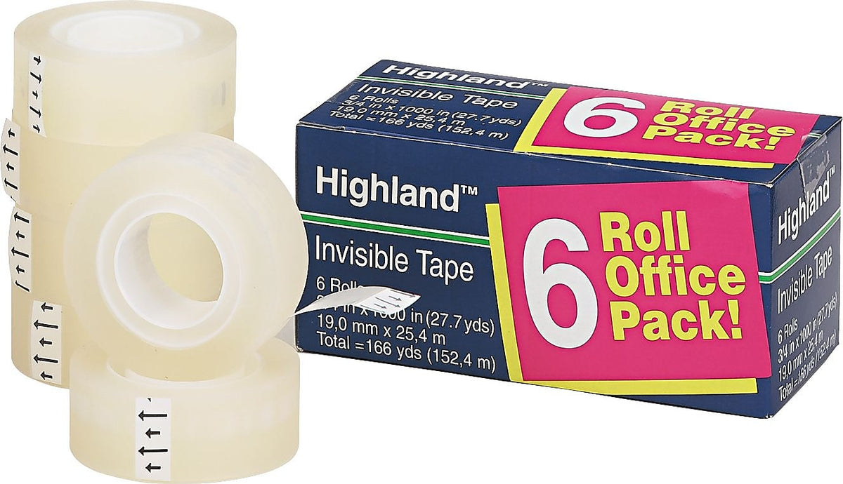 Highland Invisible Tape, 3/4" x 27.7 yds., 6 Rolls