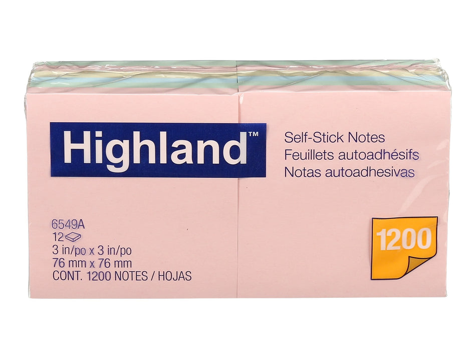 Highland Notes, 3" x 3", Assorted Collection, 100 Sheet/Pad, 12 Pads/Pack