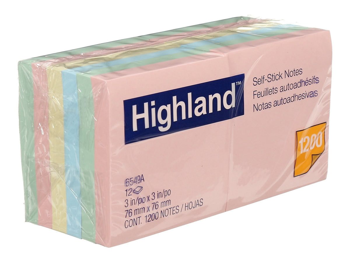 Highland Notes, 3" x 3", Assorted Collection, 100 Sheet/Pad, 12 Pads/Pack