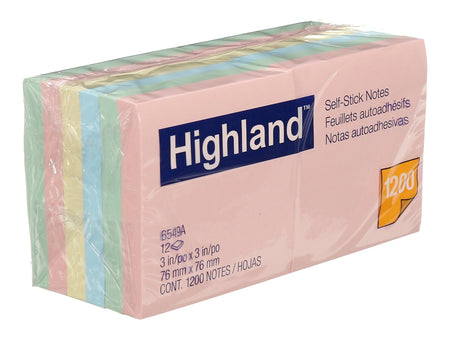 Highland Notes, 3" x 3", Assorted Collection, 100 Sheet/Pad, 12 Pads/Pack