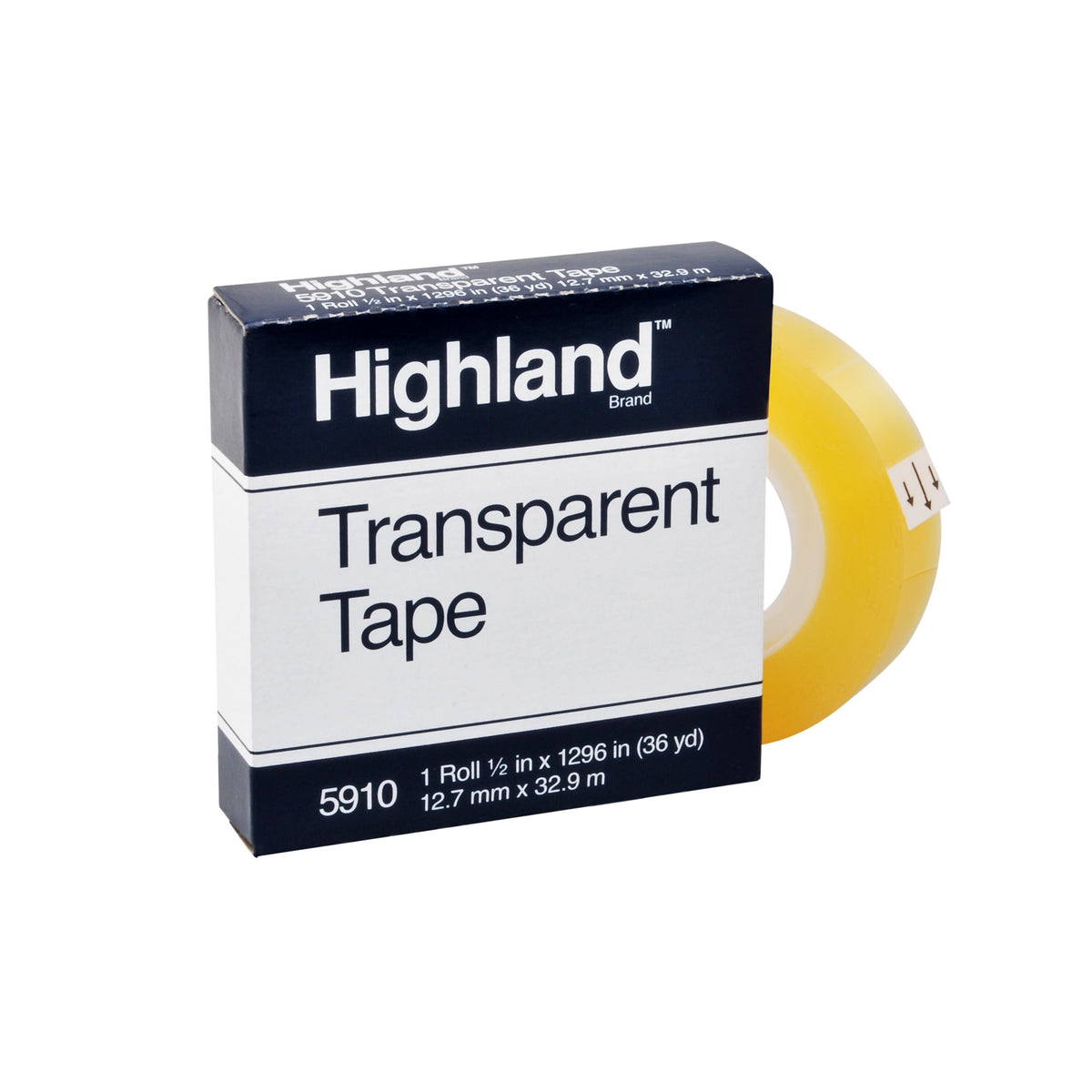 Highland Transparent Clear Tape, 0.50" x 36 yds., 1" Core