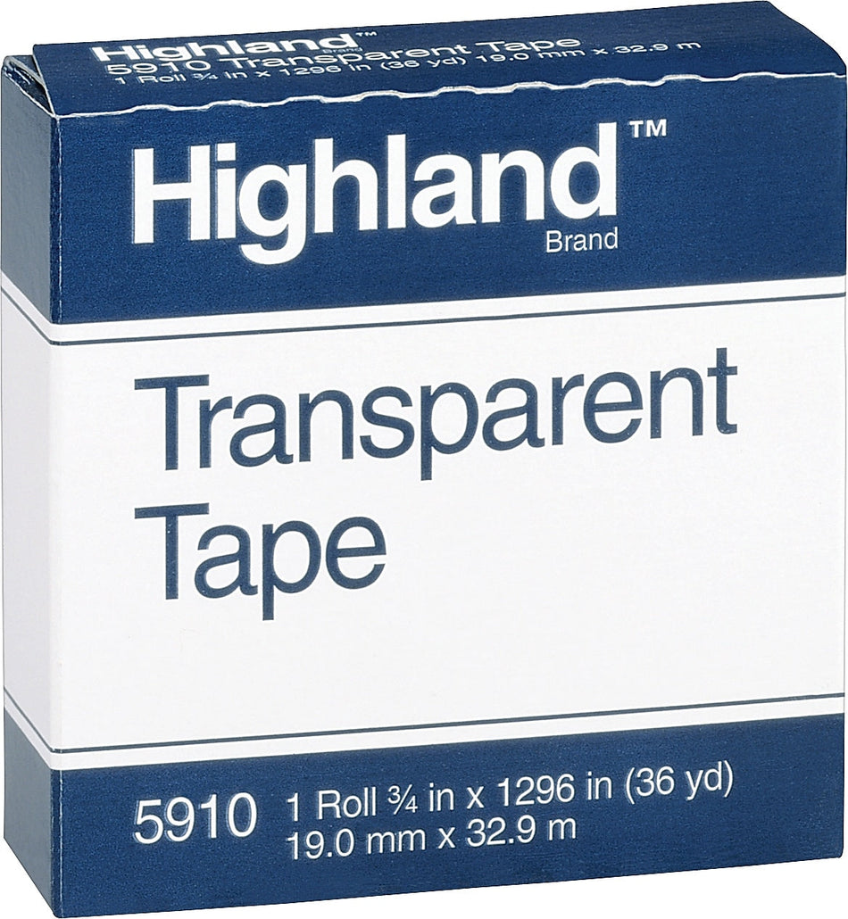 Highland Transparent Tape, 3/4" x 36 yds., 1/Roll