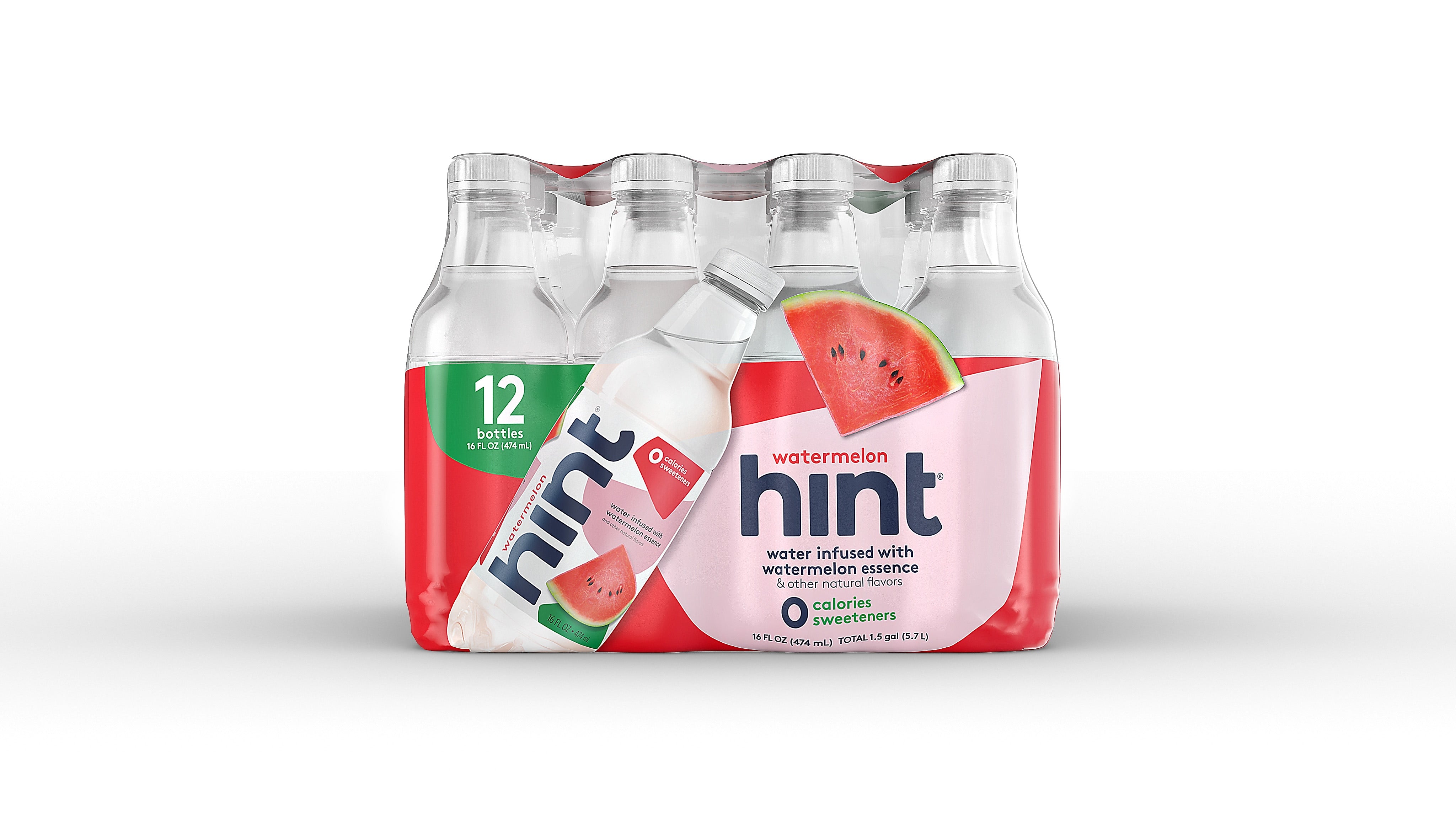 Hint Watermelon Flavored Water, 16 Oz., 12/Carton