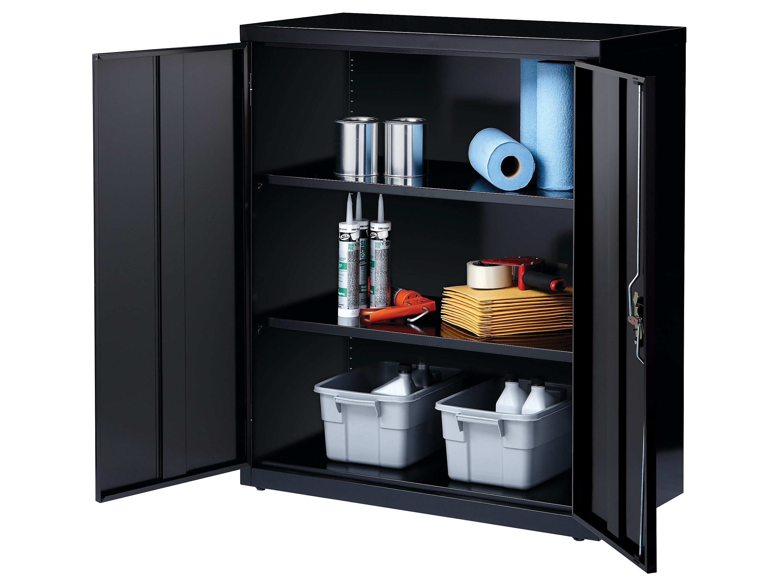 Hirsh 42" Steel Storage Cabinet with 3 Shelves, Black