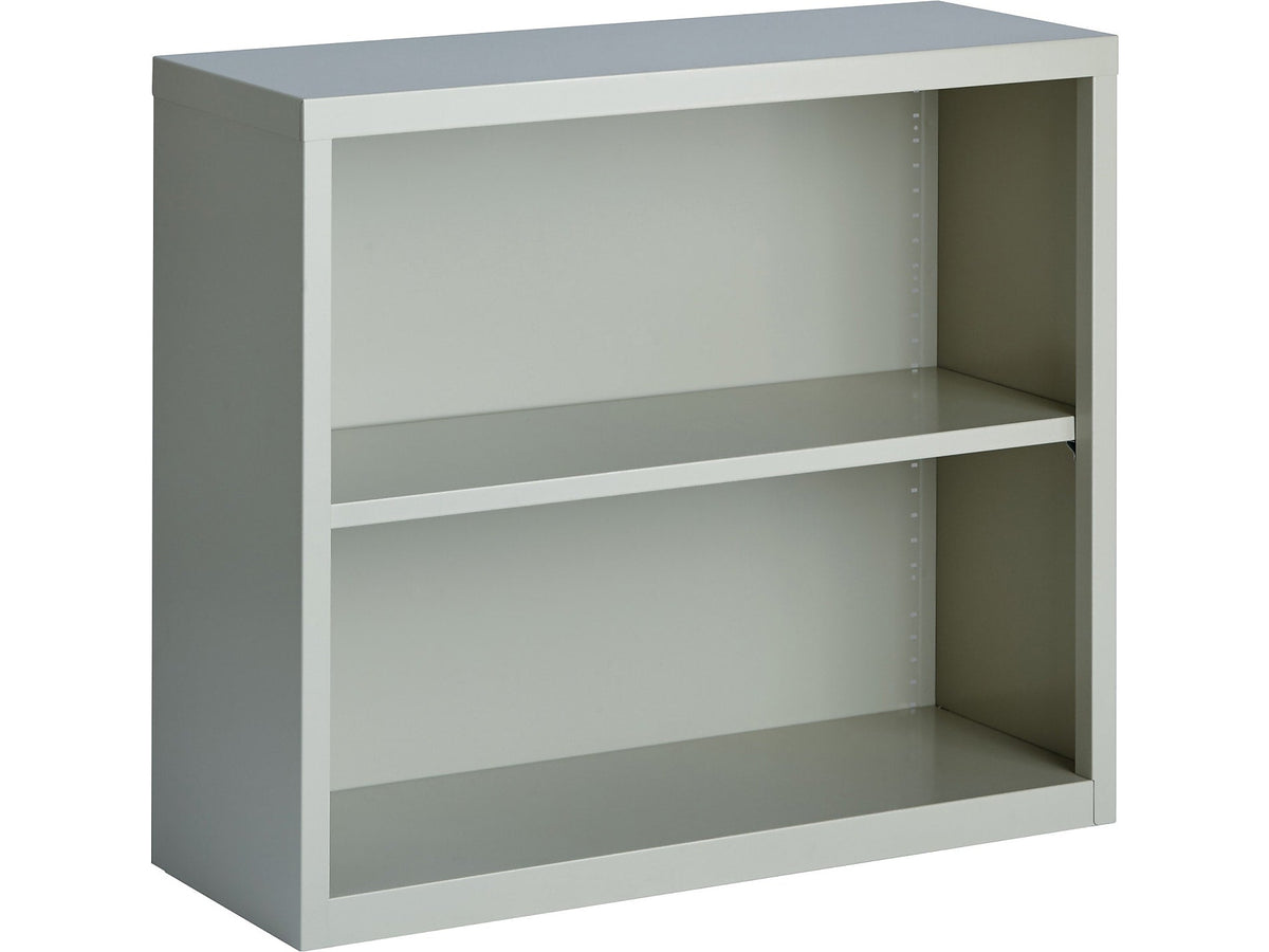 Hirsh HL8000 Series 30"H 2-Shelf Bookcase with Adjustable Shelf, Light Gray Steel