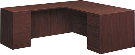 HON 10500 Series L-Station, Right, Mahogany Finish