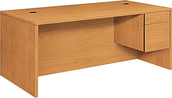 HON 10500 Series Right Pedestal Desk, Harvest, 29 1/2