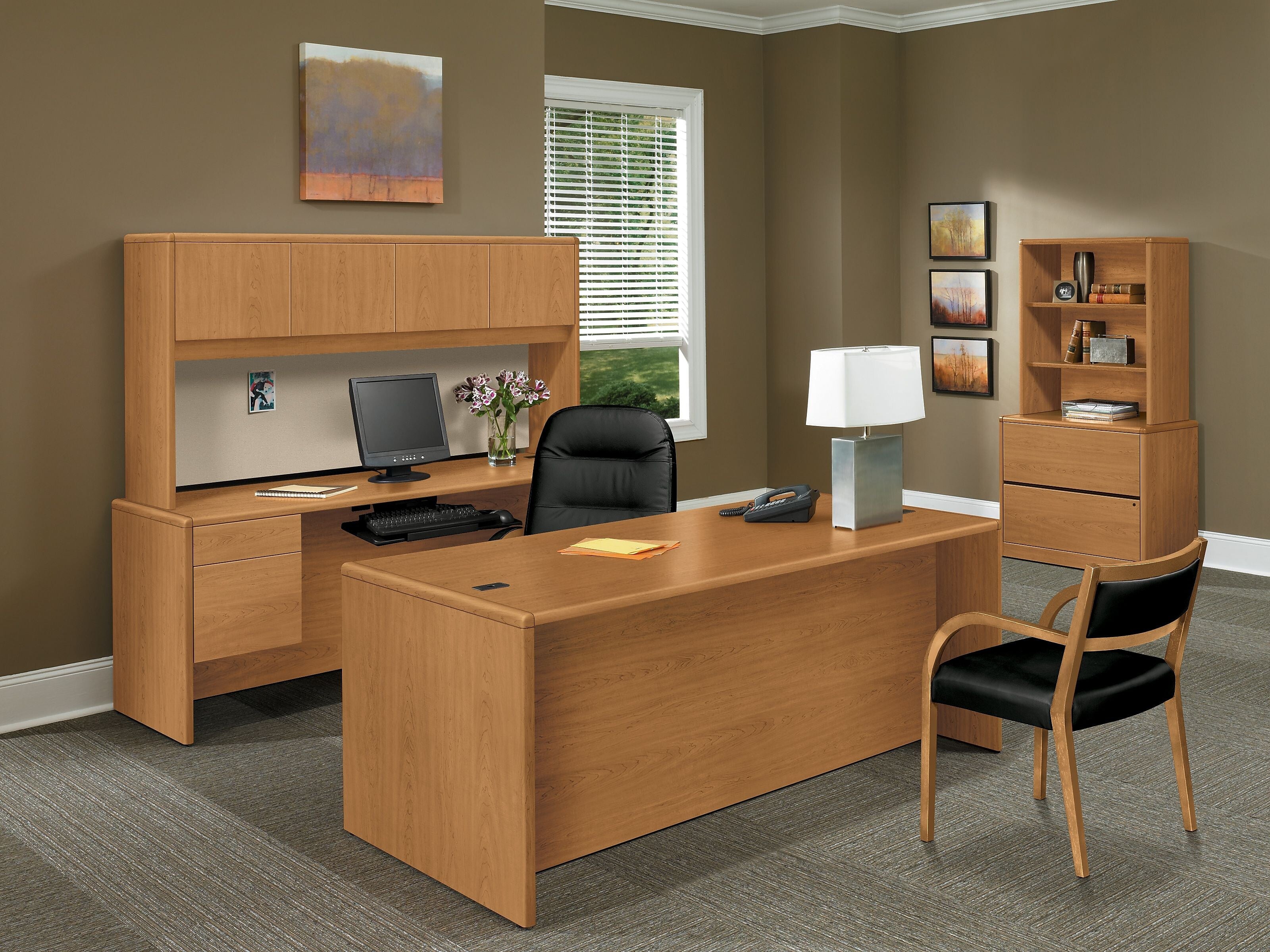 HON® 10700 Series Office Collection in Harvest, Double Pedestal Desk, 72Wx36Dx29-1/2