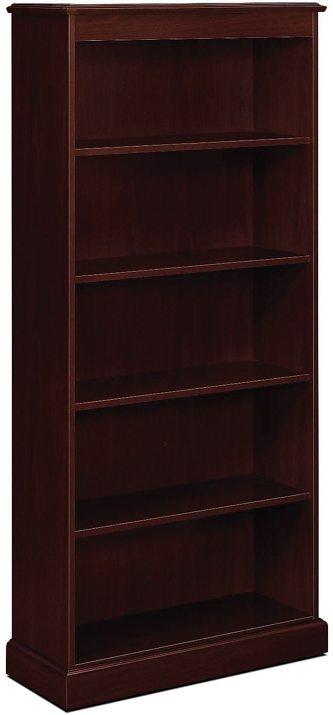 HON® 94000 Series Office Suite 5 -Shelf Bookcase, 78 1/4"H x 35 3/4"W x 14.31"D, Mahogany