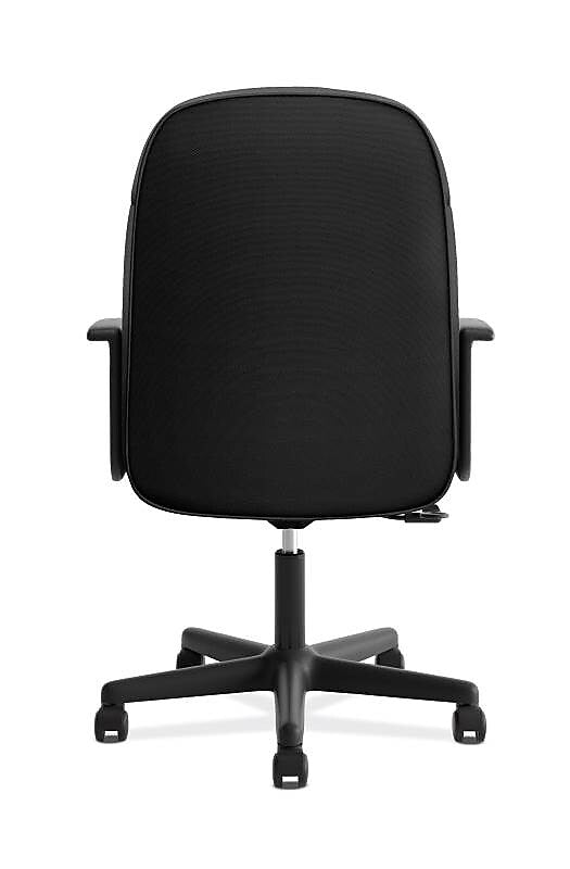 HON High-Back Executive Chair, Center-Tilt, Fixed Arms, Black Fabric