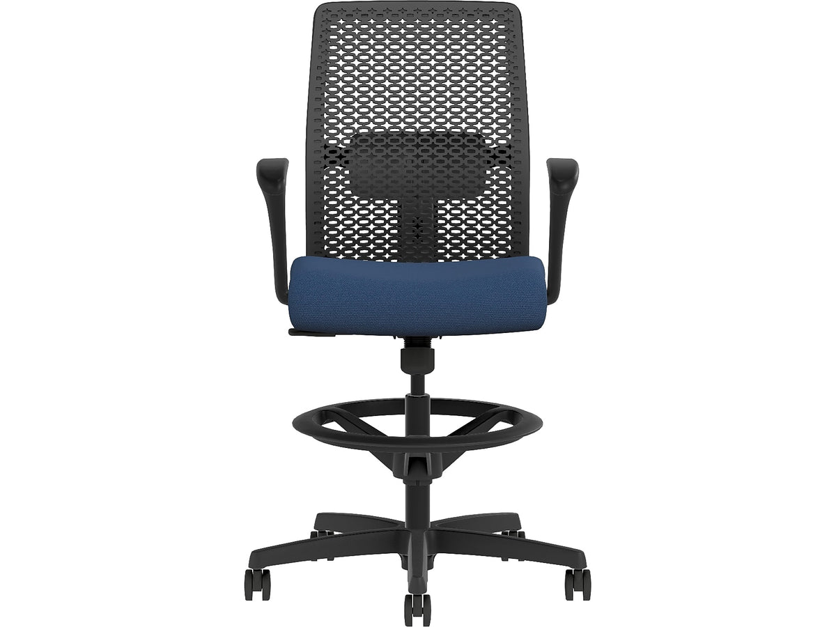 HON Ignition 2.0 ReActiv Back Vinyl Upholstered Seat Task Chair with Lumbar Support, Black/Blue