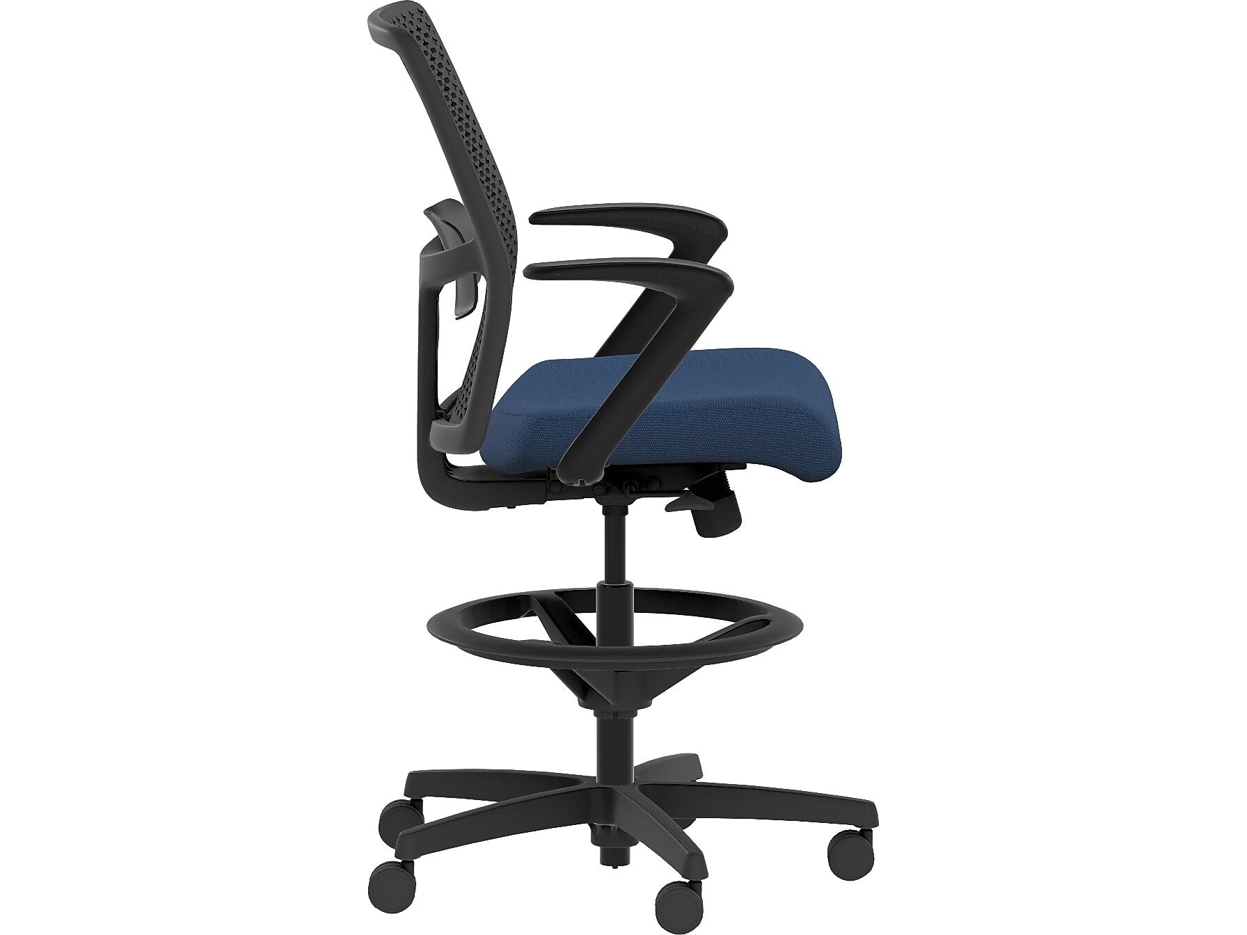 HON Ignition 2.0 ReActiv Back Vinyl Upholstered Seat Task Chair with Lumbar Support, Black/Blue