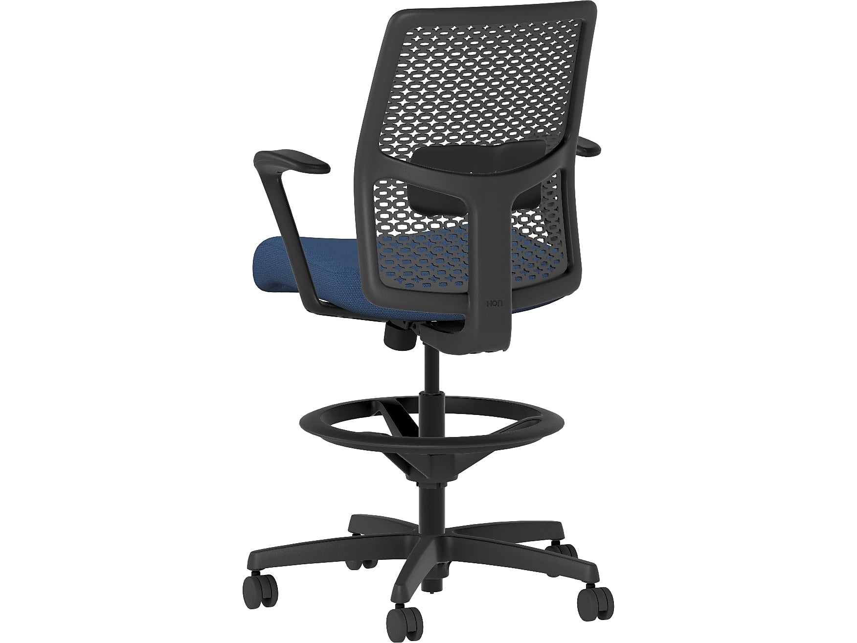 HON Ignition 2.0 ReActiv Back Vinyl Upholstered Seat Task Chair with Lumbar Support, Black/Blue