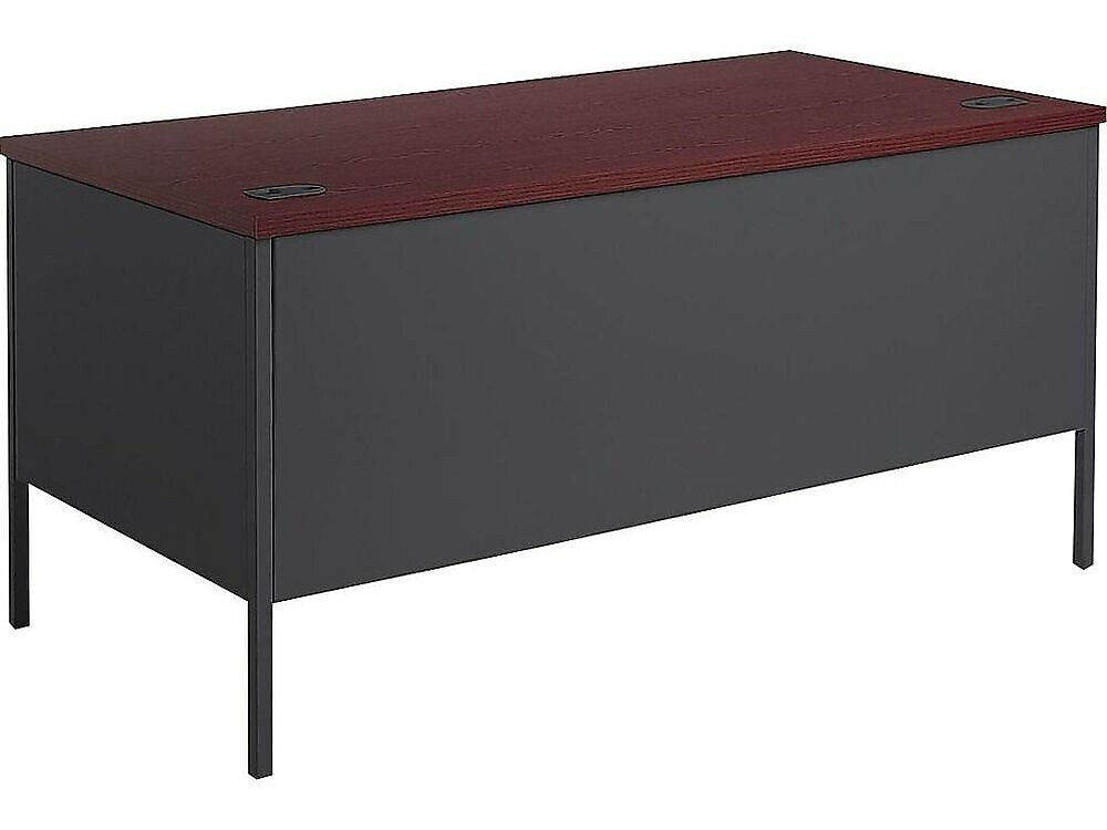 HON Metro Classic 60" Double Pedestal Desk, Mahogany/Charcoal