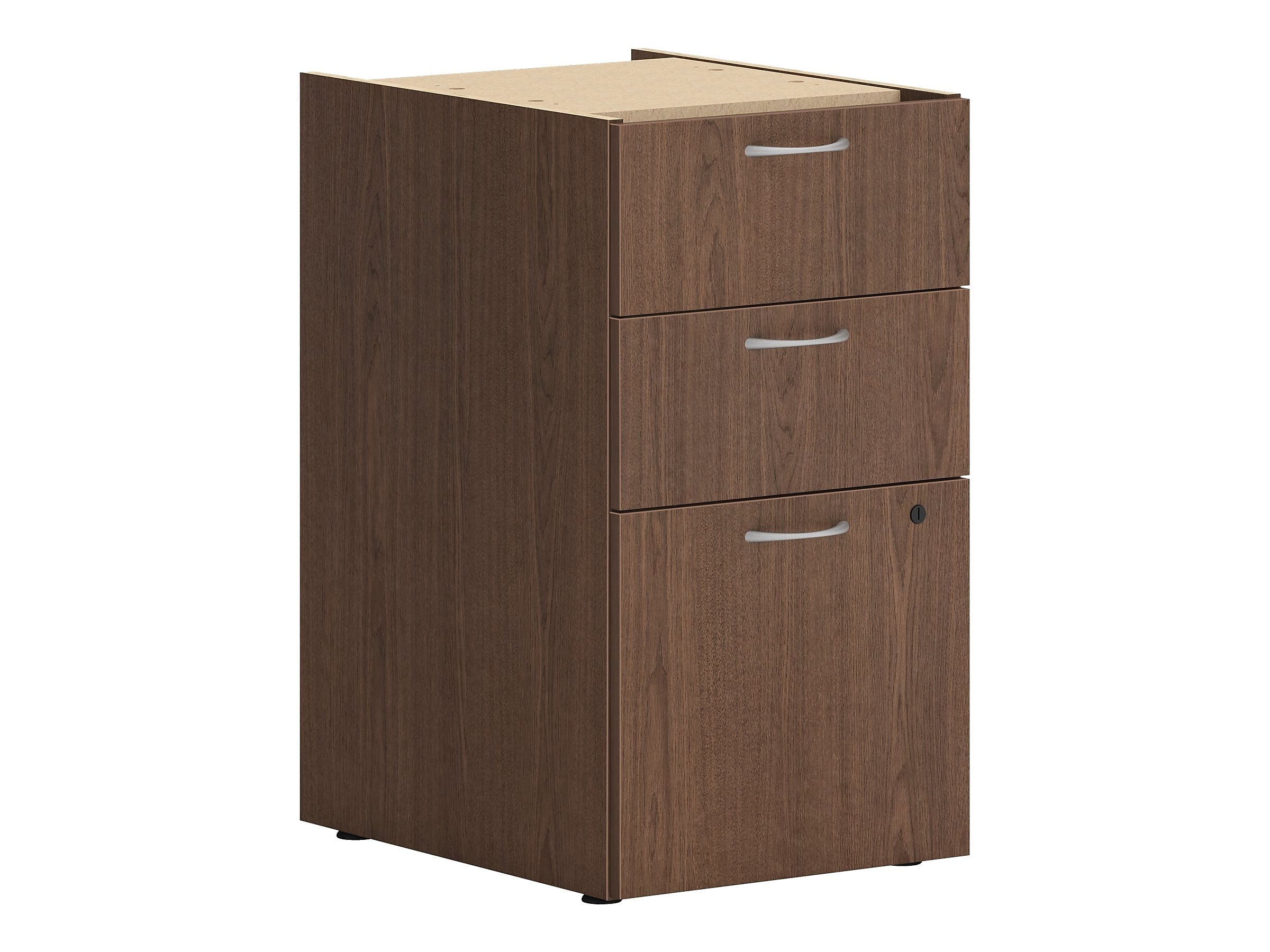 HON Mod 3-Drawer Mobile Vertical File Cabinet, Letter/Legal Size, Lockable, 28"H x 15"W x 20"D, Sepia Walnut