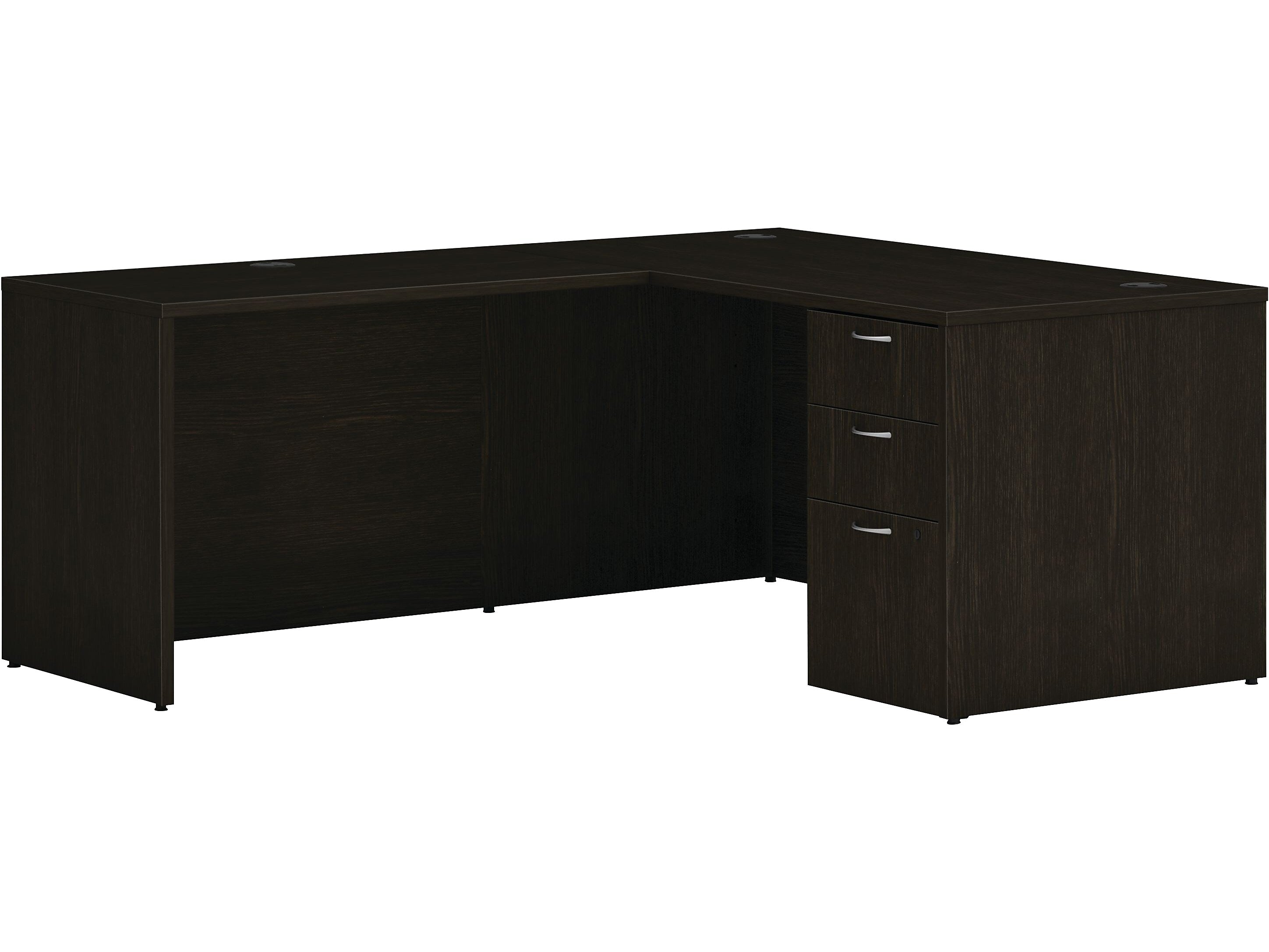 HON Mod 60"W L-Shaped Single-Pedestal Desk, Java Oak