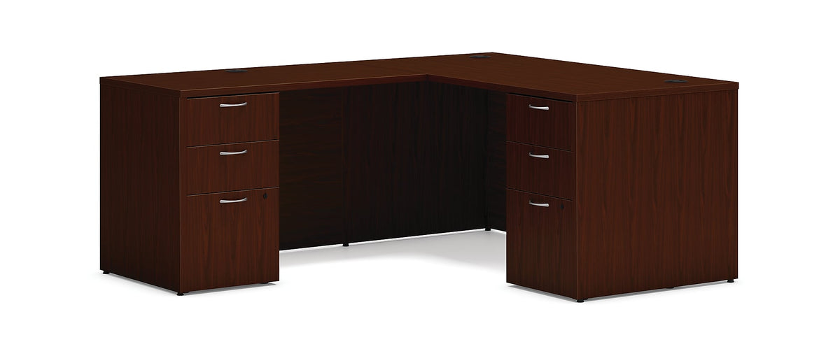 HON Mod 60"W L-Shaped Workstation, Traditional Mahogany