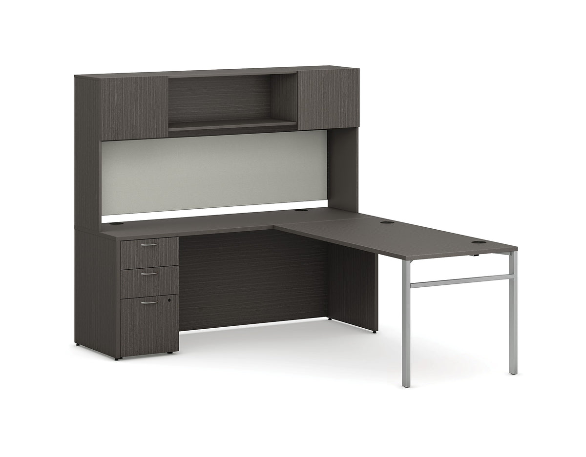 HON Mod 72" L-Shaped Executive Desk with Storage, Slate Teak