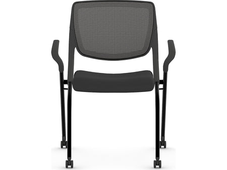 HON Motivate Fabric/Mesh Nesting Stacking Chair, Black/Charblack