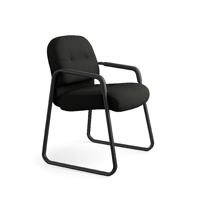 HON Pillow-Soft Leather Guest Chair, Black