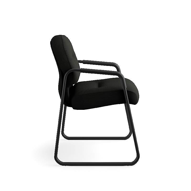 HON Pillow-Soft Leather Guest Chair, Black