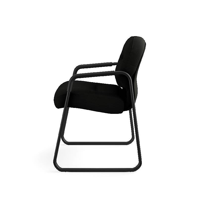 HON Pillow-Soft Leather Guest Chair, Black
