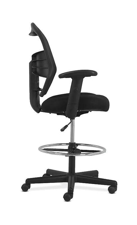 HON Prominent Mesh High-Back Task Stool, Height- and Width-Adjustable Arms, Black