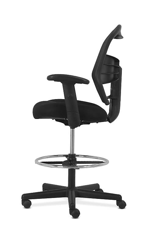 HON Prominent Mesh High-Back Task Stool, Height- and Width-Adjustable Arms, Black