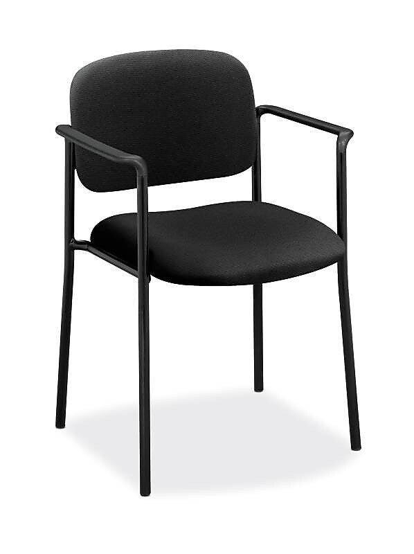 HON Scatter Fabric Stacking Guest Chair, Fixed Arms, Black