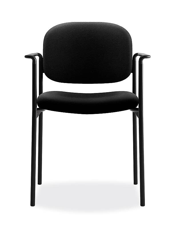 HON Scatter Fabric Stacking Guest Chair, Fixed Arms, Black