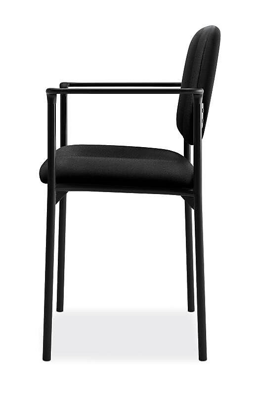 HON Scatter Fabric Stacking Guest Chair, Fixed Arms, Black